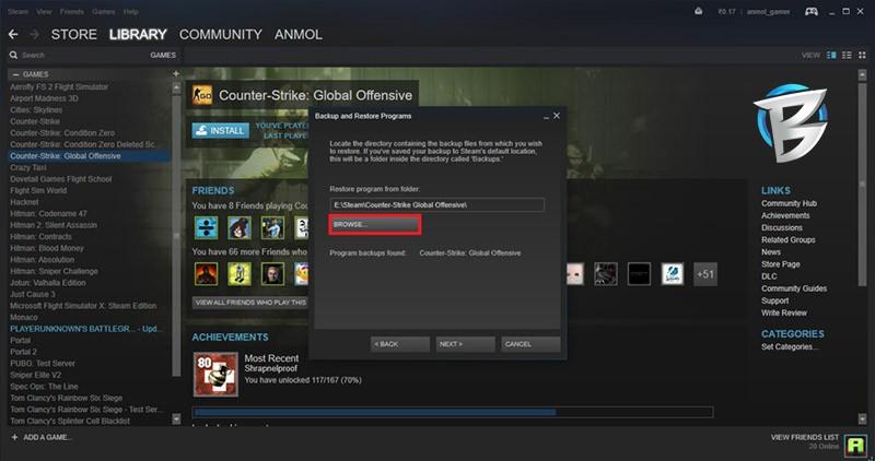 آموزش بازیابی نسخه پشتیبان Restore در استیم