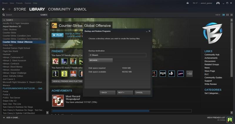 تهیه نسخه پشتیبان Backup در استیم