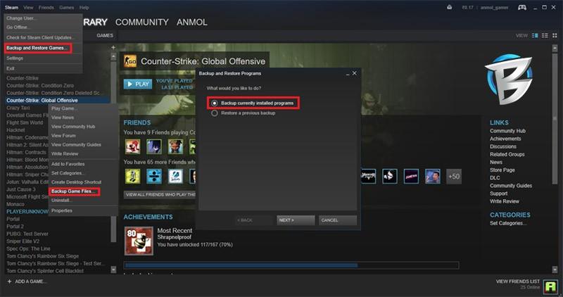 تهیه نسخه پشتیبان Backup در استیم